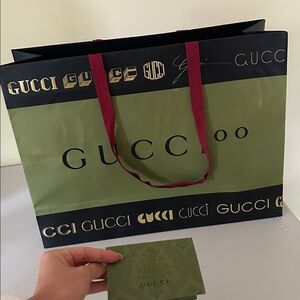 Gucci Olive and Burgundy Gift Bag